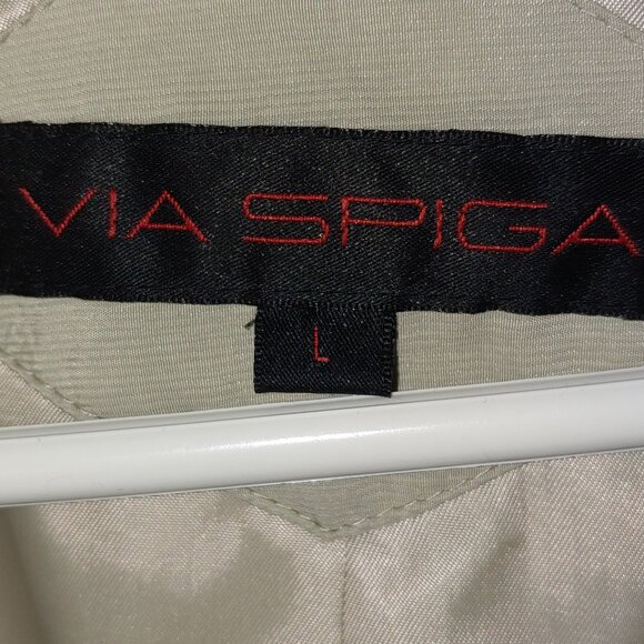 Via Spiga Rabbit Fur Collar and Cuffs Puffer Jacket Size L Oatmeal Cream - Picture 3 of 12